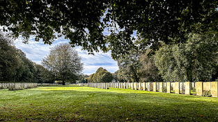 Panoramic view giving the impression of size of the cemetery.