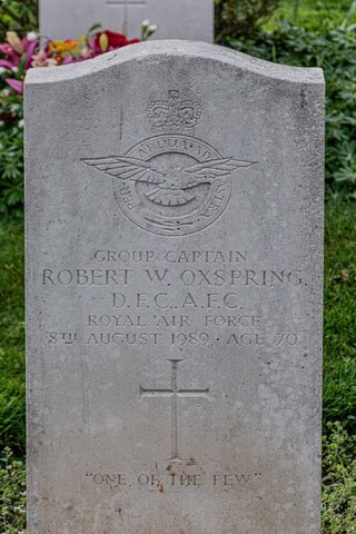 Grave of Gp Capt Bobby Oxspring DFC** AFC - "One of The Few"