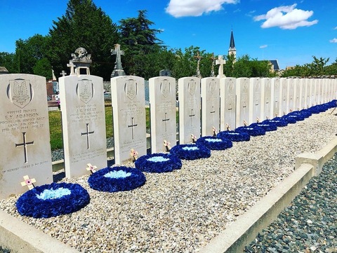 The graves of the 30 officers and men of A Troop, B Squadron, 1st Special Air Service Regiment murdered by the Germans at La Couarde, Vienne, on 7th July 1944.